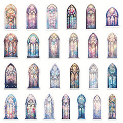50pcs Church Window Stickers Colorful Floral Glass Stickers