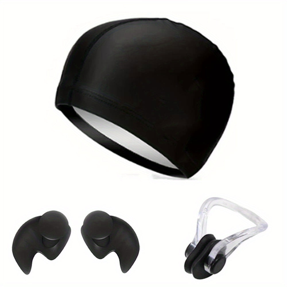Adults Swimming Kit: Cap, Nose Clip, Ear Plugs