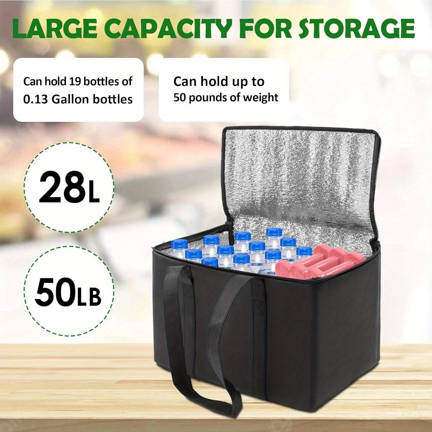 3pcs Insulated Reusable Grocery Bag Large Capacity Shopping Bag