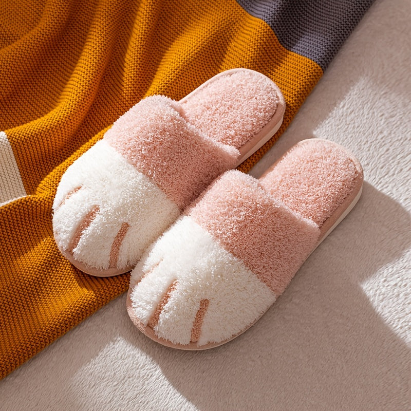 Women's Plush Indoor Slippers Warm Slip-on Shoes House Non-slip Flat