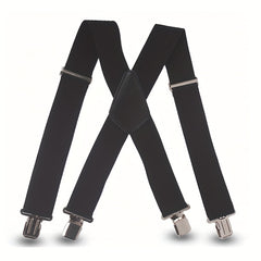  Wide Men's Suspenders High Elastic Adjustable 4 Strong Clips Suspender