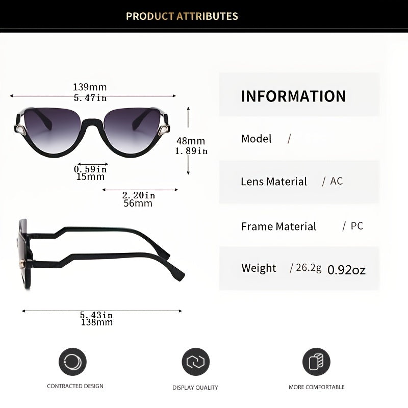 Y2K Cat Eye Frame Glass Women Half Rim Eyeglass Frame