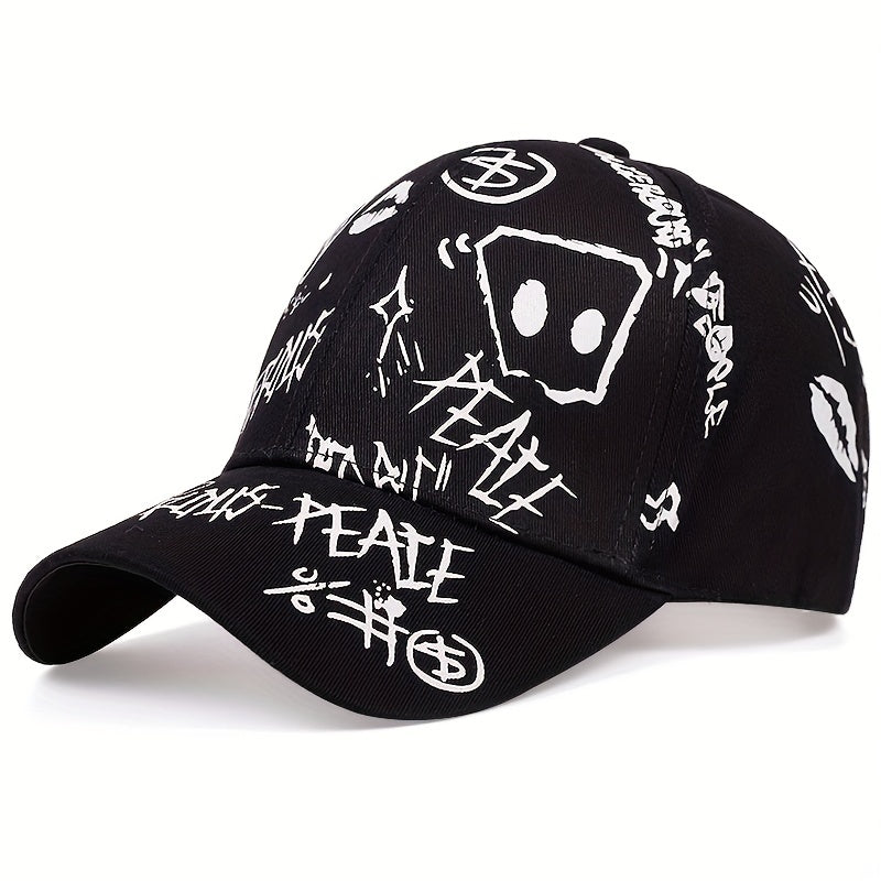 Mens Stone Print Baseball Cap Adjustable Casual Hat For Spring Autumn