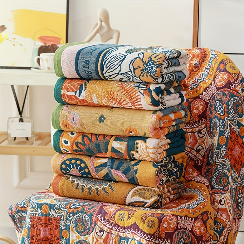 Boho Pattern Beach Towel Quick Drying Soft Absorbent Cotton Blanket