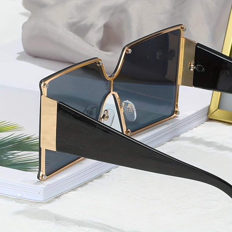 Oversized Square Sunglasses UV400 Metal Sun Shades