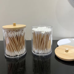 Clear Acrylic Qtip Holder Dispenser for Cotton Ball Swab Pad