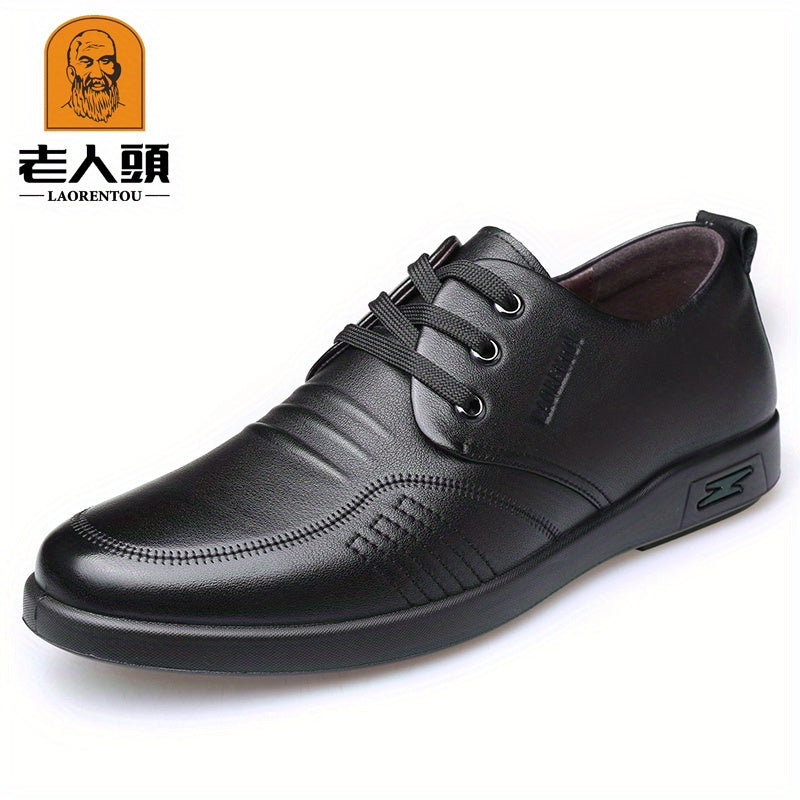 LAORENTOU Men's Leather Dress Shoes Non Slip Lace up Formal Shoes