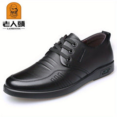 LAORENTOU Men's Leather Dress Shoes Non Slip Lace up Formal Shoes
