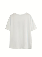 Women's Plus Contrast Letter Tee & Printed Skinny Shorts Two Piece Set