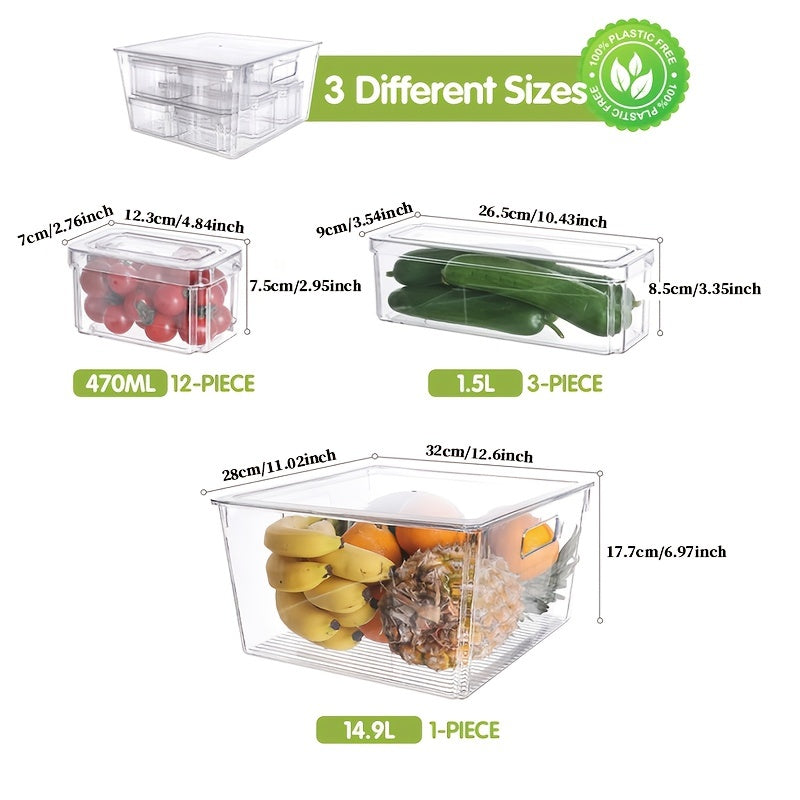 16pcs Refrigerator Storage Box Food Classification Storage Tank