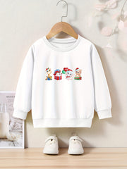Christmas Cartoon Animals Crew Neck Long Sleeve Sweatshirt for Girls Kids