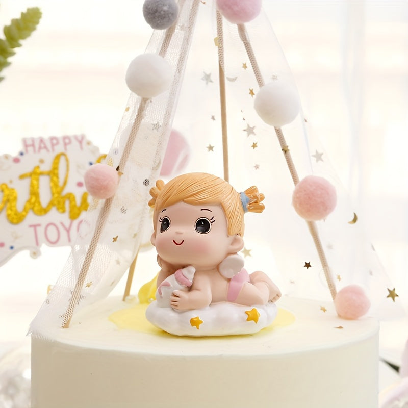 Pink Cake Topper Happy Birthday Cupcake Decorations