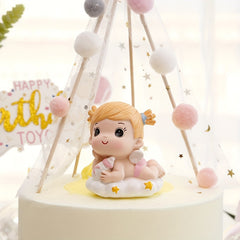 Pink Cake Topper Happy Birthday Cupcake Decorations