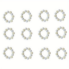 12pcs Plastic Pearl Beaded Napkin Holders for Dining Table Decor