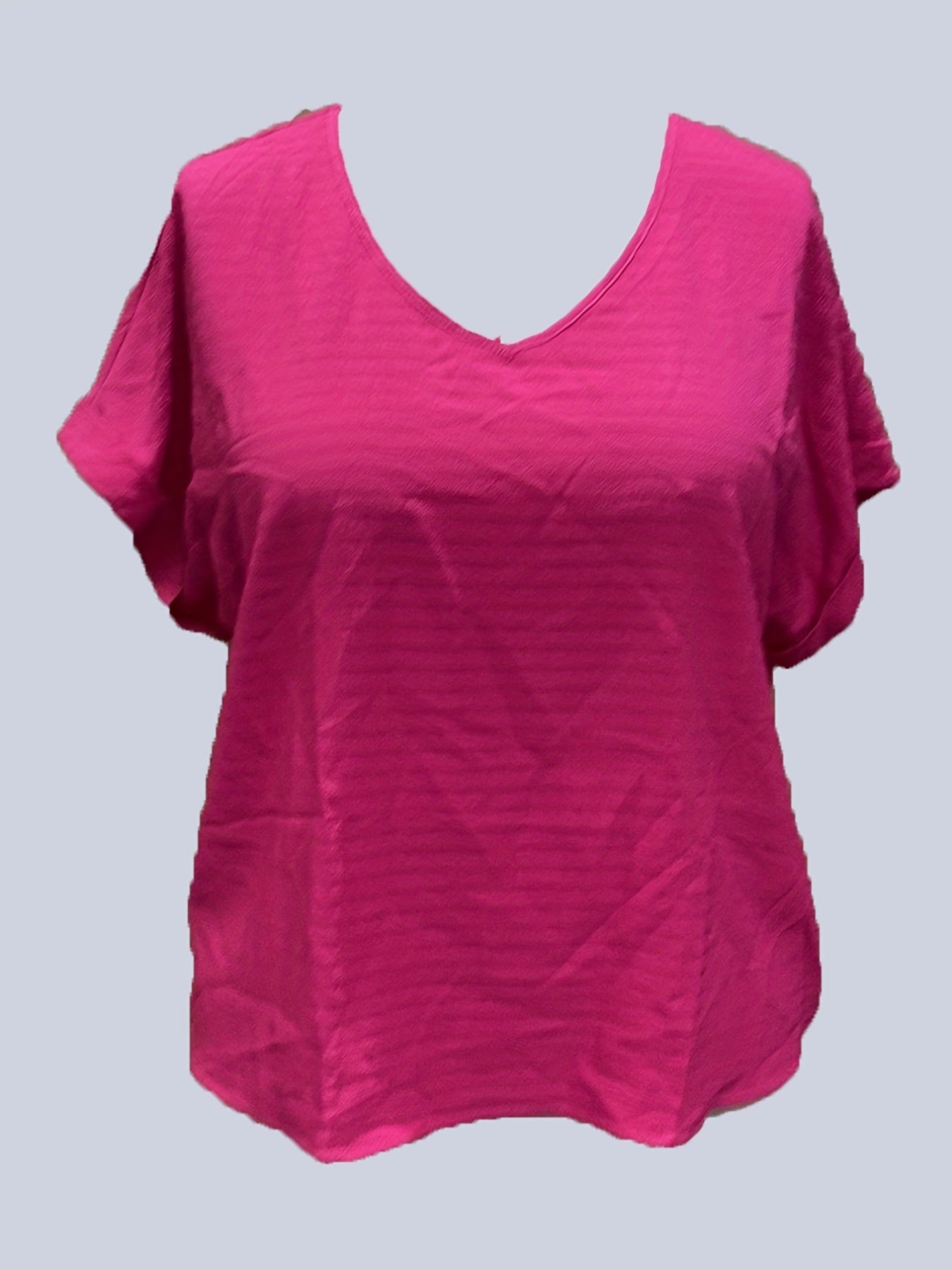  Solid Short Sleeve V Neck Blouse