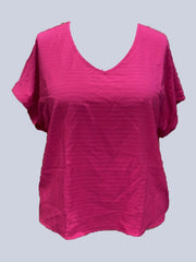  Solid Short Sleeve V Neck Blouse