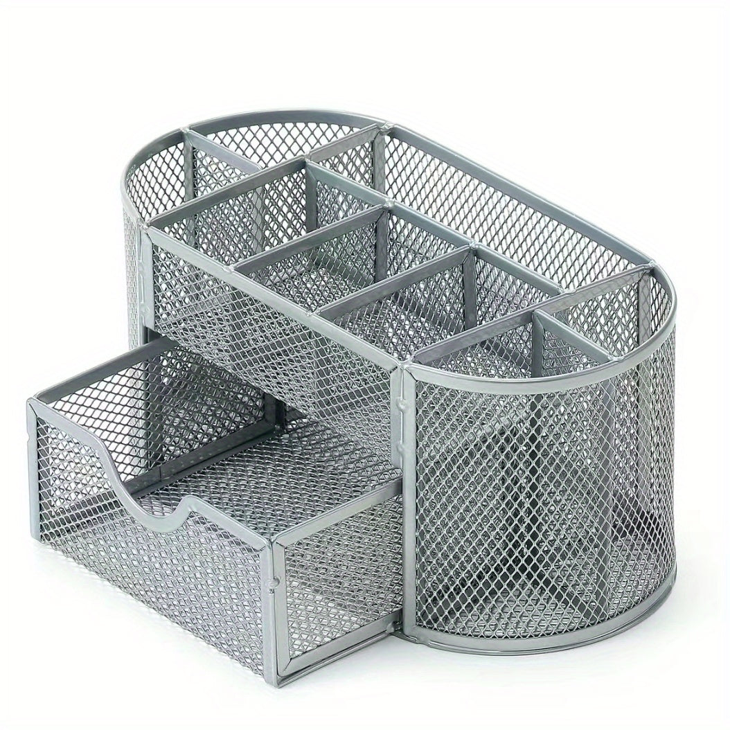 Metal Pen Holder Nine Grid Iron Art Desktop Storage Box