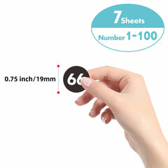 700pcs Round Number Sticker 1-100 Self Adhesive Dot Number Labels