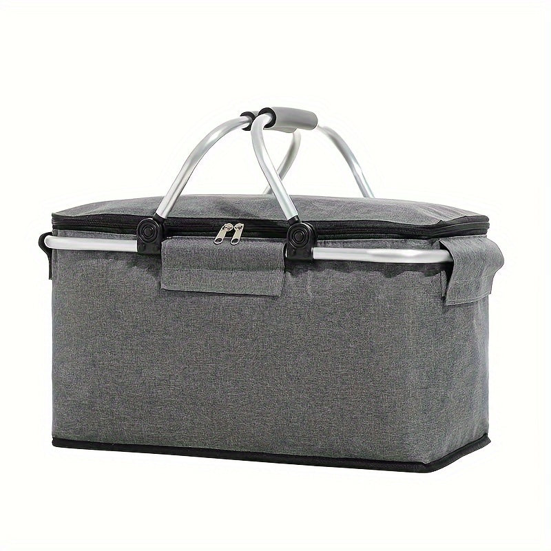 Folding Picnic Basket Oxford Cloth Insulation Basket Multifunctional