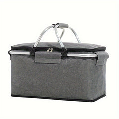 Folding Picnic Basket Oxford Cloth Insulation Basket Multifunctional
