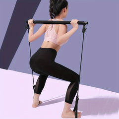Non Slip Portable Pilates Exercise Bar Resistance Band Women Gym Yoga Pilates