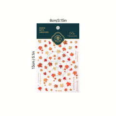 Autumn Leaves Nail Art 3D Stickers Floral Anime Theme Glossy Finish