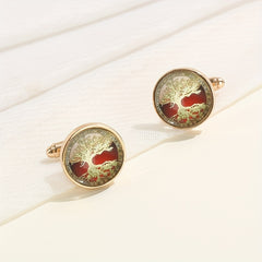 Tree Of Life Pattern Round Cufflinks Suit Decoration For Men