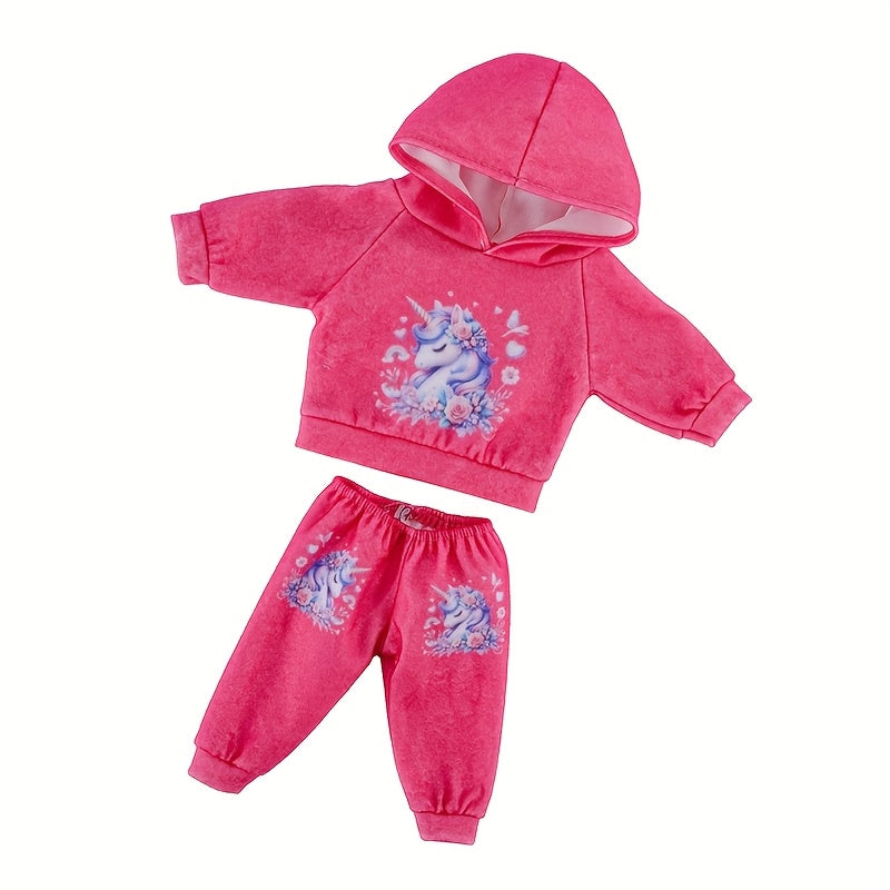 4-Piece Unicorn Hoodie Set for Toy Dolls