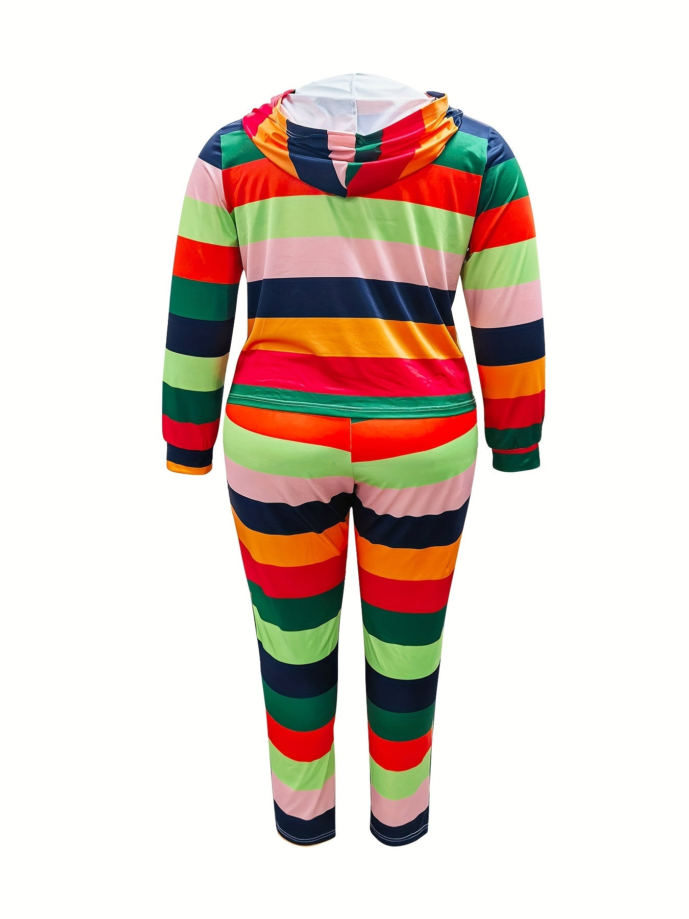  Colorblock Number Print Hooded Top & Leggings Set