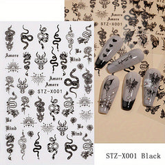 Butterfly Snake Nail Art Stickers Self Adhesive Nail Decoration