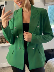  Solid Button Long Sleeve Workwear Blazer