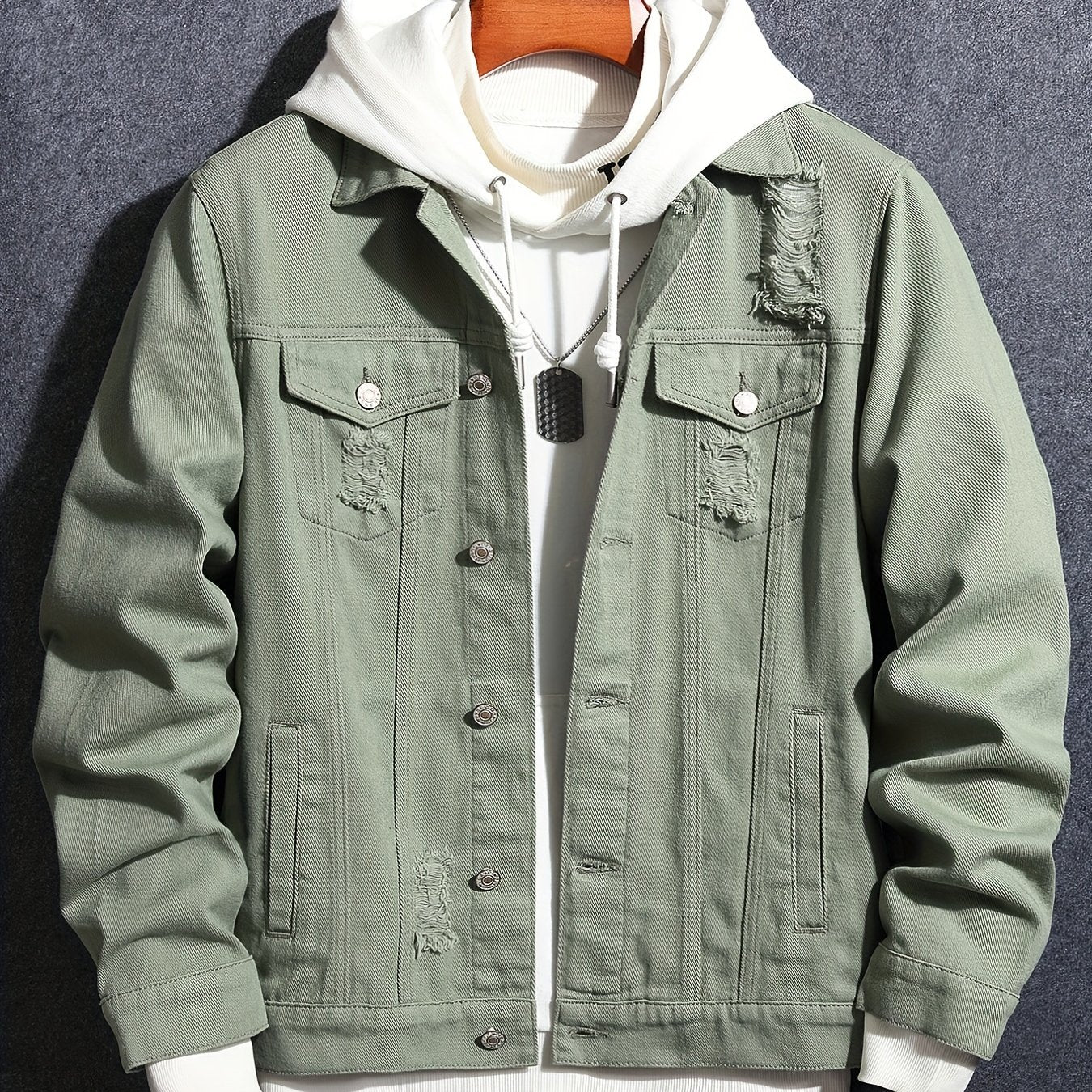 Men's Button Up Denim Coat for Spring Fall