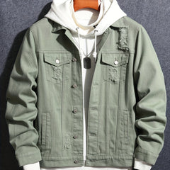 Men's Button Up Denim Coat for Spring Fall