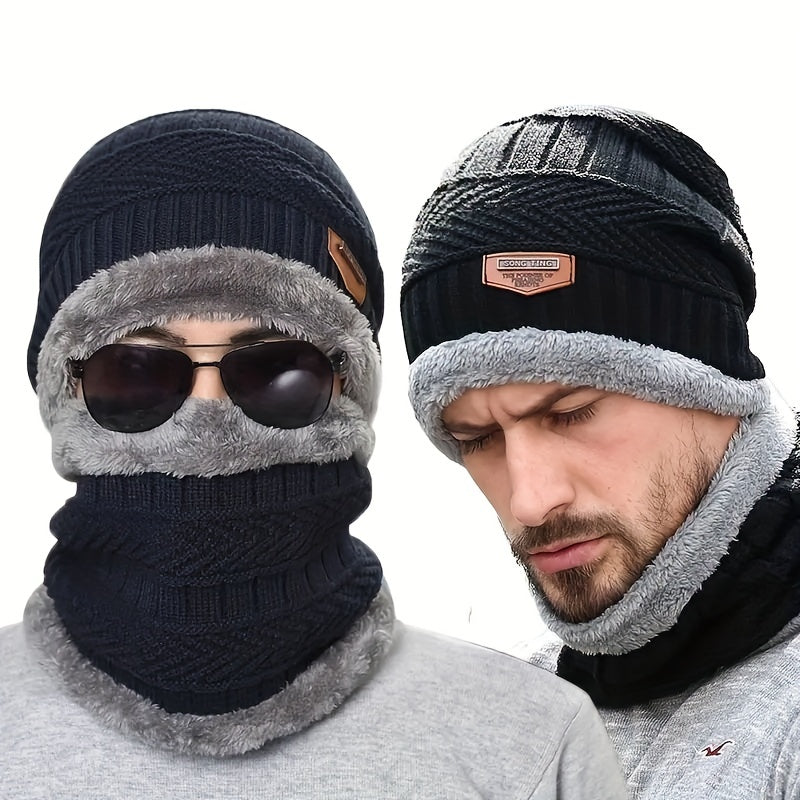 Winter Woolen Windproof Knitted Warm Cap & Scarf Set