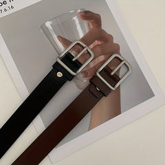 Square Pin Buckle Belt Solid Casual PU Jeans Pants Belt