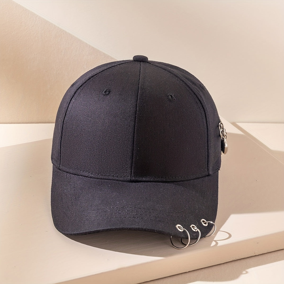 Horns Baseball Cap Hip Hop Ring Brooch Decor Unisex Sun Hat Adjustable Dad Hat