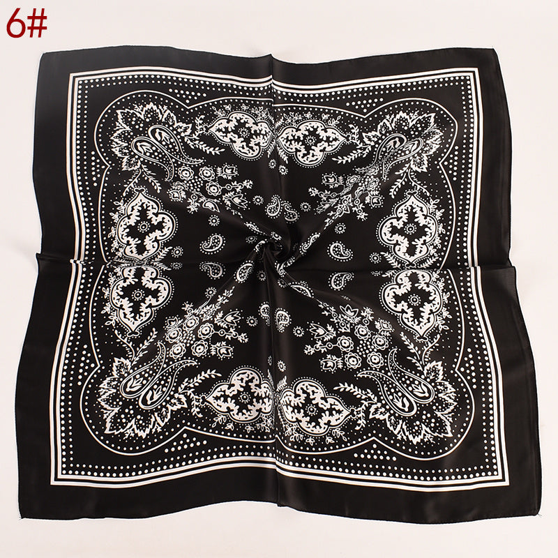 Vintage Bandana Flower Printed Scarf Satin Square Scarf
