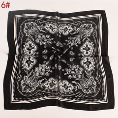 Vintage Bandana Flower Printed Scarf Satin Square Scarf