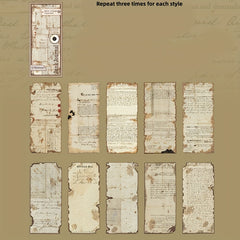 30pcs Old Dream Book Art Journal Paper Pack Distressed Vintage Collage Pages