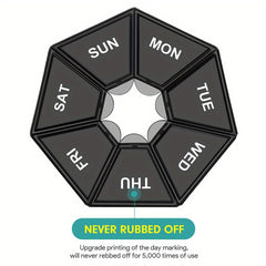 Round Medicine Box Portable Pill Storage Case 7 grid Weekly Pill Box