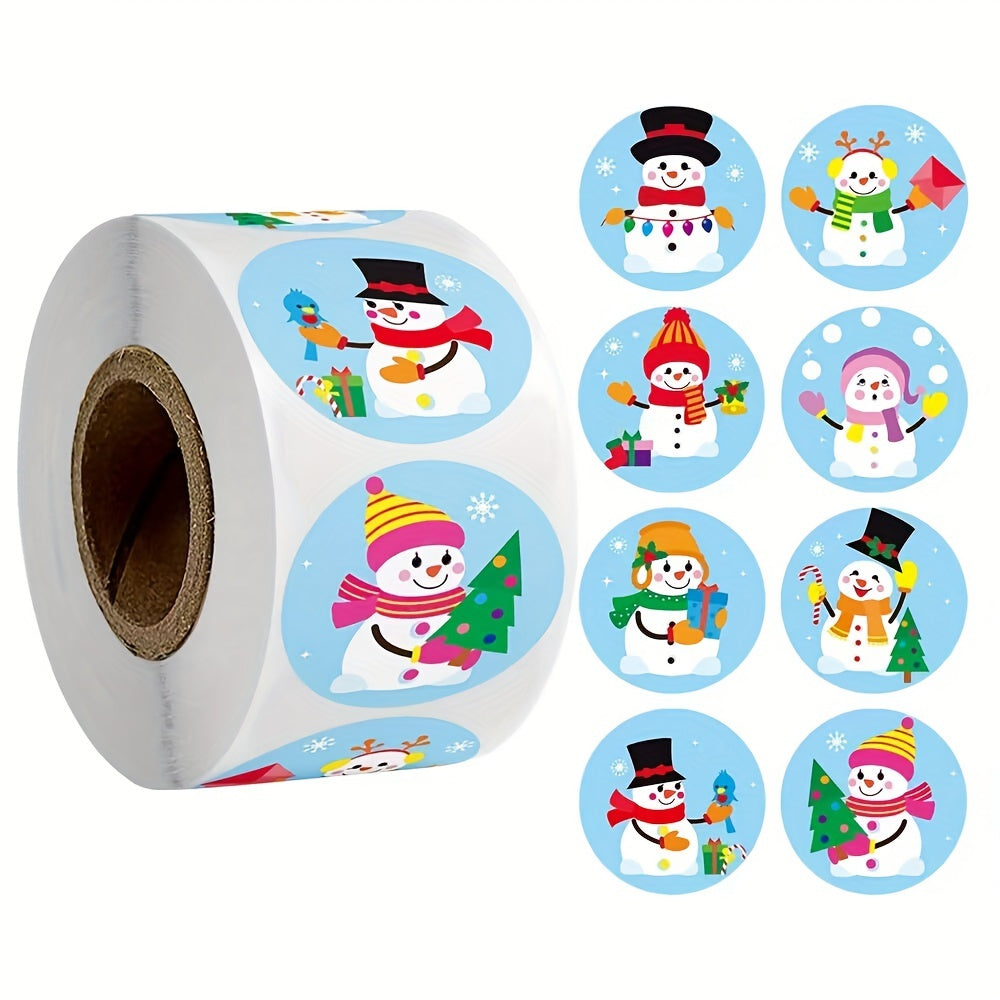 500pcs Christmas Snowman Stickers Roll Gift