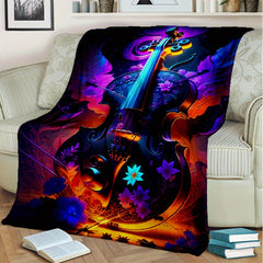 Flower Cello Flannel Blanket Cozy Warm Soft Throw Blanket