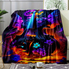 Flower Cello Flannel Blanket Cozy Warm Soft Throw Blanket