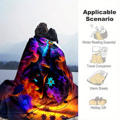Flower Cello Flannel Blanket Cozy Warm Soft Throw Blanket