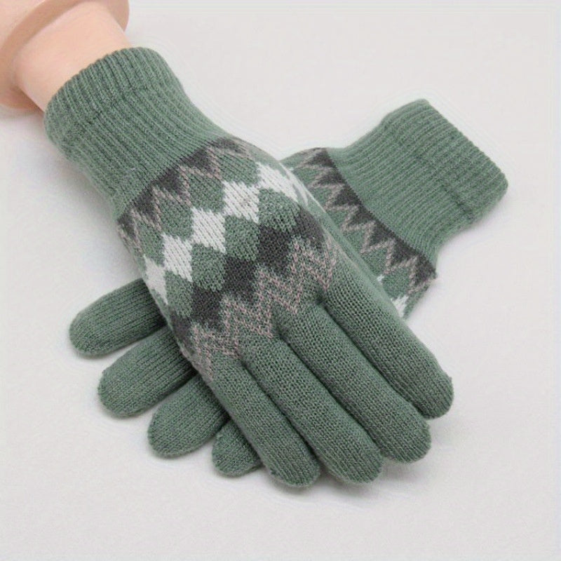 Winter Warm Gloves Thickened Windproof Knitted Coldproof Outdoor Cycling
