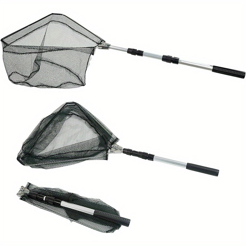 Portable Foldable Fishing Net with Telescopic Pole Handle