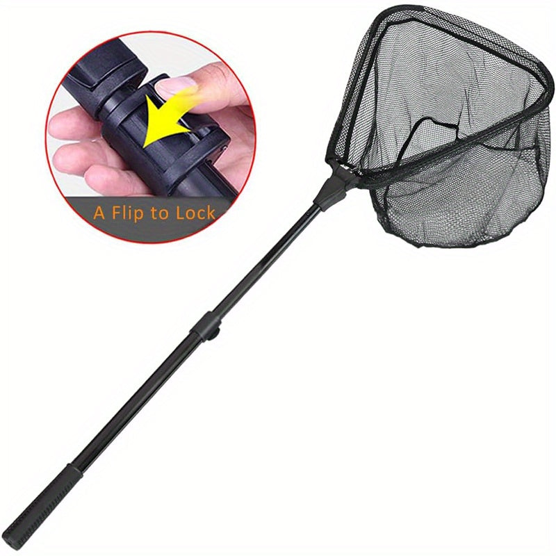 Portable Foldable Fishing Net with Telescopic Pole Handle