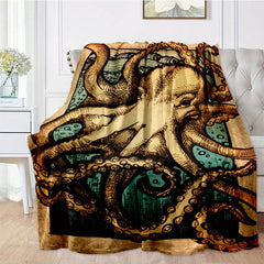 Octopus Flannel Blanket All Season Cozy Warm Soft Blanket