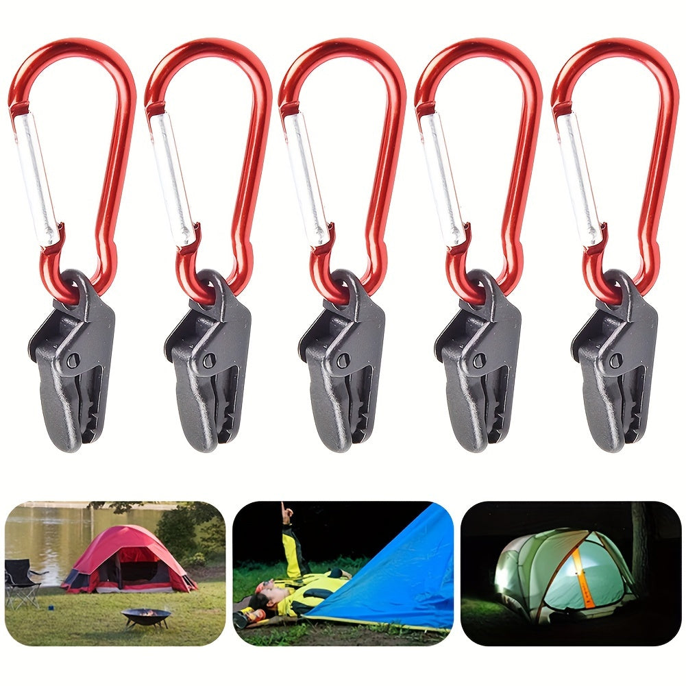 15pcs Windproof Tent Awning Clamps With Carabiner Hook for Outdoor Camping