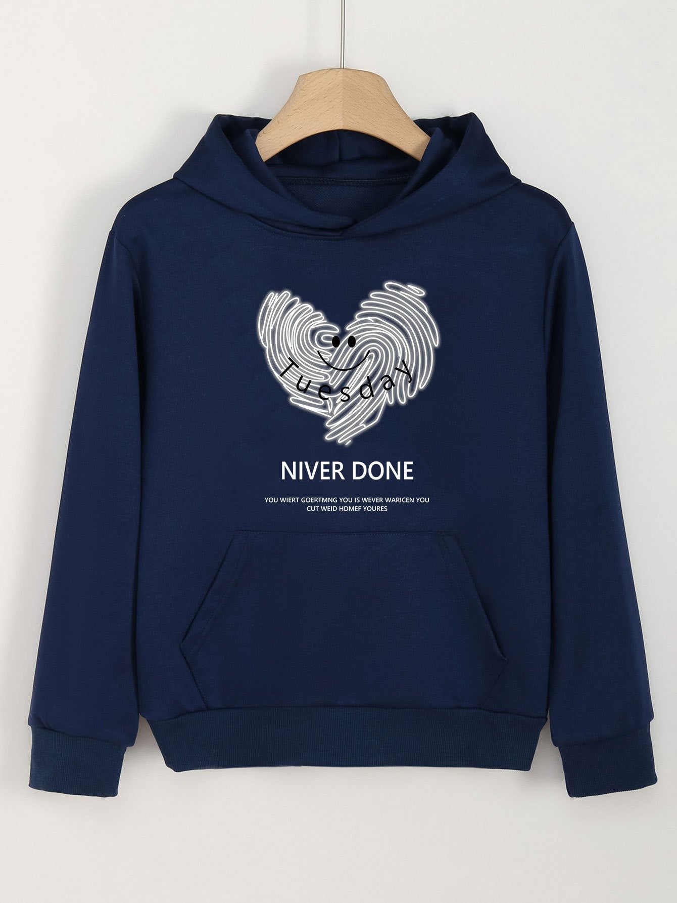 Girls Heart Graphic Print Hoodies Comfy Hooded Pullover Top